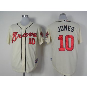 Atlanta Braves #10 Chipper Jones Cream Jersey