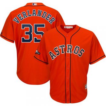 Houston Astros #35 Justin Verlander Majestic 2019 Postseason Official Cool Base Player Orange Jersey