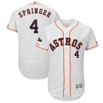 Houston Astros #4 George Springer Majestic 2019 Postseason Authentic Flex Base Player White Jersey