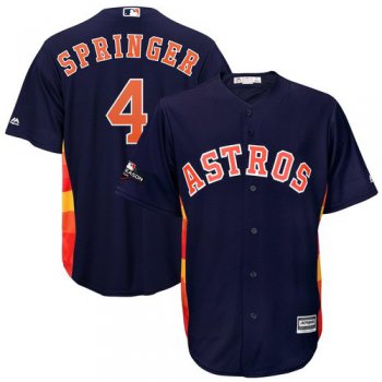 Houston Astros #4 George Springer Majestic 2019 Postseason Official Cool Base Player Navy Jersey
