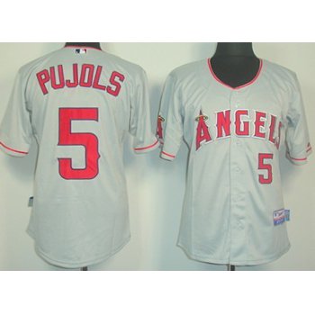LA Angels of Anaheim #5 Albert Pujols Gray Jersey