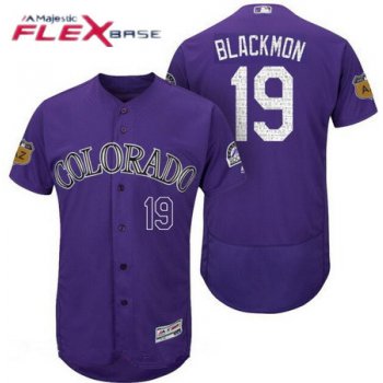 Men's Colorado Rockies #19 Charlie Blackmon Purple 2017 Spring Training Stitched MLB Majestic Flex Base Jersey