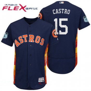 Men's Houston Astros #15 Jason Castro Navy Blue 2017 Spring Training Stitched MLB Majestic Flex Base Jersey