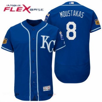 Men's Kansas City Royals #8 Mike Moustakas Royal Blue 2017 Spring Training Stitched MLB Majestic Flex Base Jersey