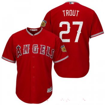 Men's Los Angeles Angels of Anaheim #27 Mike Trout Red 2017 Spring Training Stitched MLB Majestic Cool Base Jersey