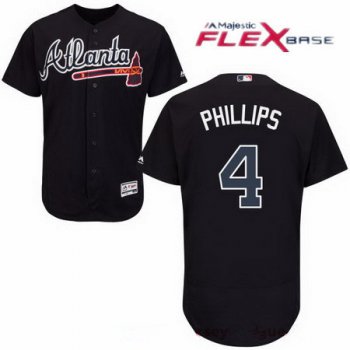 Men's Atlanta Braves #4 Brandon Phillips Navy Blue Stitched MLB Majestic Flex Base Jersey