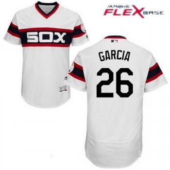 Men's Chicago White Sox #26 Avisail Garcia White Pullover Stitched MLB Majestic Flex Base Jersey