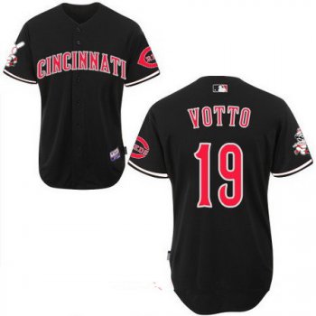 Men's Cincinnati Reds #19 Joey Votto Black Stitched MLB Majestic Cool Base Jersey