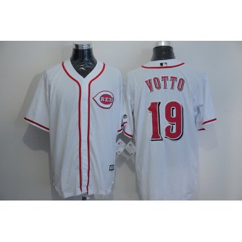 Men's Cincinnati Reds #19 Joey Votto White Home Stitched MLB Majestic Cool Base Jersey