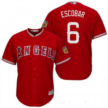 Men's Los Angeles Angels of Anaheim #6 Yunel Escobar Red 2017 Spring Training Stitched MLB Majestic Cool Base Jersey