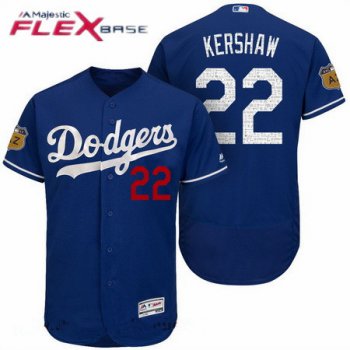 Men's Los Angeles Dodgers #22 Clayton Kershaw Royal Blue 2017 Spring Training Stitched MLB Majestic Flex Base Jersey