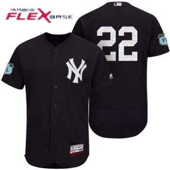 Men's New York Yankees #22 Jacoby Ellsbury Navy Blue 2017 Spring Training Stitched MLB Majestic Flex Base Jersey