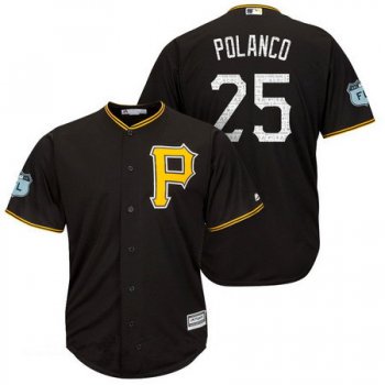 Men's Pittsburgh Pirates #25 Gregory Polanco Black 2017 Spring Training Stitched MLB Majestic Cool Base Jersey