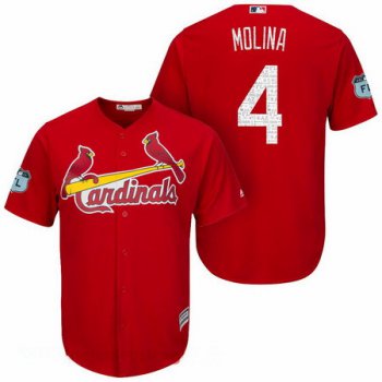 Men's St. Louis Cardinals #4 Yadier Molina Red 2017 Spring Training Stitched MLB Majestic Cool Base Jersey