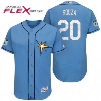 Men's Tampa Bay Rays #20 Steven Souza Light Blue 2017 Spring Training Stitched MLB Majestic Flex Base Jersey