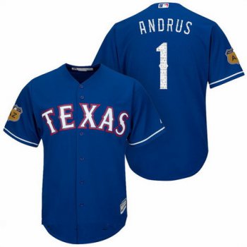 Men's Texas Rangers #1 Elvis Andrus Royal Blue 2017 Spring Training Stitched MLB Majestic Cool Base Jersey
