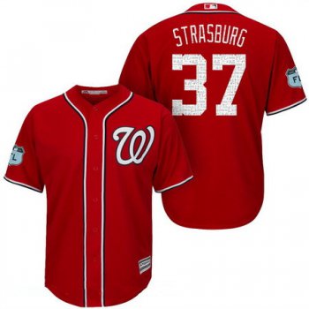 Men's Washington Nationals #37 Stephen Strasburg Red 2017 Spring Training Stitched MLB Majestic Cool Base Jersey