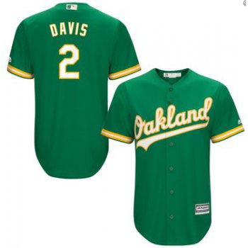 Men's Oakland Athletics 2# Khris Davis Kelly Green Alternate Jersey