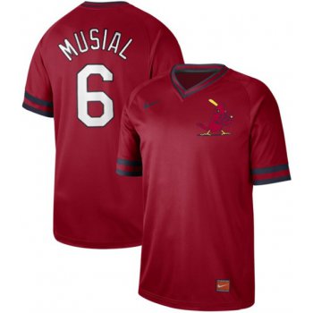Cardinals #6 Stan Musial Red Authentic Cooperstown Collection Stitched Baseball Jersey