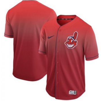 Indians Blank Red Fade Authentic Stitched Baseball Jersey