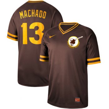 Padres #13 Manny Machado Brown Authentic Cooperstown Collection Stitched Baseball Jersey