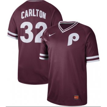 Phillies #32 Steve Carlton Maroon Authentic Cooperstown Collection Stitched Baseball Jersey