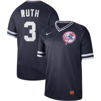 Yankees #3 Babe Ruth Navy Authentic Cooperstown Collection Stitched Baseball Jersey
