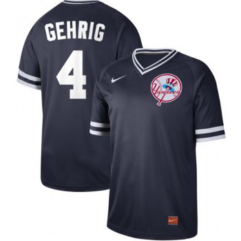 Yankees #4 Lou Gehrig Navy Authentic Cooperstown Collection Stitched Baseball Jersey