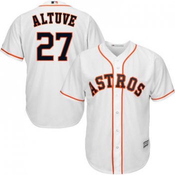 Men's Houston Astros 27 Jose Altuve White Cool Base Jersey