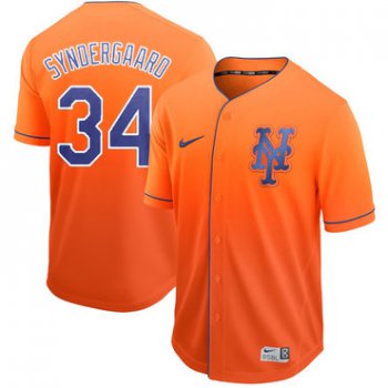 Men's New York Mets 34 Noah Syndergaard Orange Drift Fashion Jersey
