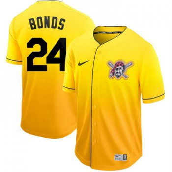 Men's Pittsburgh Pirates 24 Barry Bonds Yellow Drift Fashion Jersey
