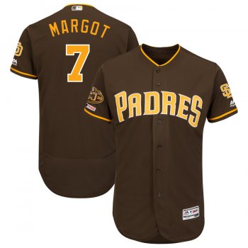 Men's San Diego Padres 7 Manuel Margot Brown 50th Anniversary and 150th Patch FlexBase Jersey
