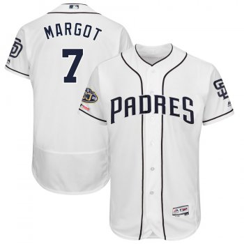 Men's San Diego Padres 7 Manuel Margot White 50th Anniversary and 150th Patch FlexBase Jersey
