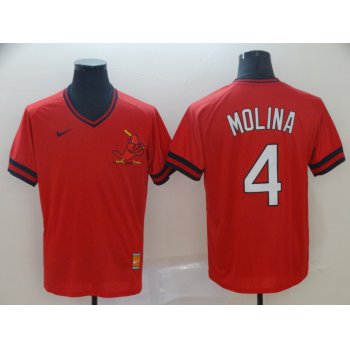 Men's St. Louis Cardinals 4 Yadier Molina Red Throwback Jersey