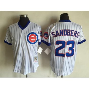 Men's Chicago Cubs #23 Ryne Sandberg 1988 White Pullover Stitched MLB Throwback Jersey By Mitchell & Ness