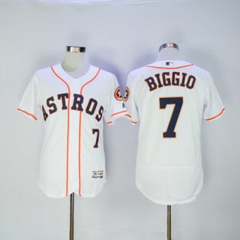Men's Houston Astros #7 Craig Biggio Retired White Stitched MLB 2016 Majestic Flex Base Jersey