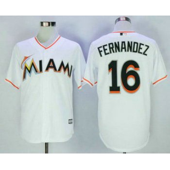 Men's Miami Marlins #16 Jose Fernandez White Home Stitched MLB Majestic Cool Base Jersey