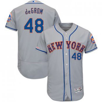 Men's New York Mets 48 Jacob deGrom Gray 150th Patch Flexbase Jersey