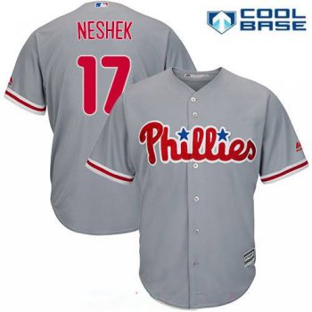 Men's Philadelphia Phillies #17 Pat Neshek Gray Home Stitched MLB Majestic Cool Base Jersey
