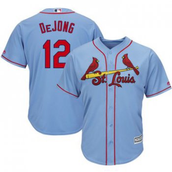 Men's St. Louis Cardinals #12 Paul DeJong Light Blue Alternate Cool Base Player Jersey