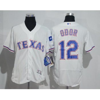 Men's Texas Rangers #12 Rougned Odor White Home Stitched MLB 2016 Majestic Flex Base Jersey