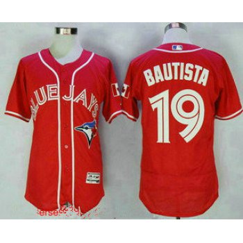 Men's Toronto Blue Jays #19 Jose Bautista Red Stitched MLB 2016 Canada Day Majestic Flex Base Jersey