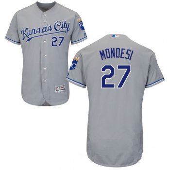 Men's Kansas City Royals #27 Raul A. Mondesi Gray Road Stitched MLB Majestic Cool Base Jersey
