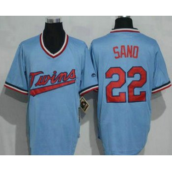 Men's Minnesota Twins #22 Miguel Sano Light Blue Pullover Throwback Majestic Cooperstown Collection Jersey
