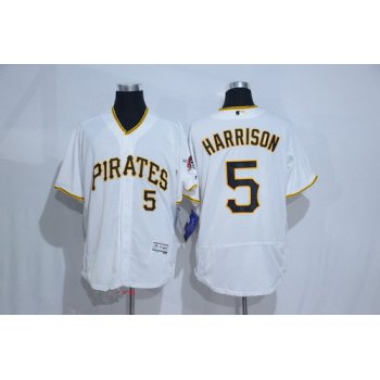 Men's Pittsburgh Pirates #5 Josh Harrison White Home 2016 Flex Base Majestic Stitched MLB Jersey