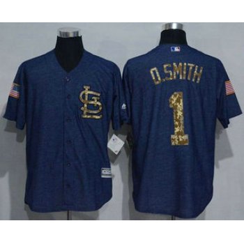 Men's St. Louis Cardinals #1 Ozzie Smith Denim Blue Salute to Service Stitched MLB Jersey