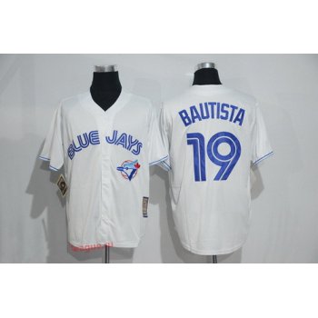 Men's Toronto Blue Jays #19 Jose Bautista White Majestic Cool Base Cooperstown Collection Jersey