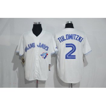 Men's Toronto Blue Jays #2 Troy Tulowitzki White Majestic Cool Base Cooperstown Collection Jersey