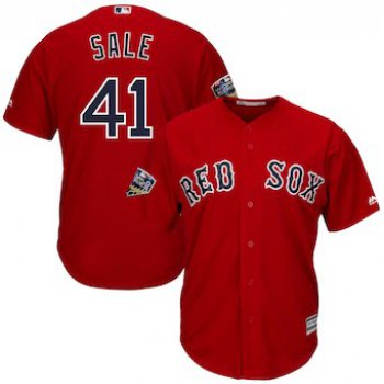 Men's Boston Red Sox #41 Chris Sale Majestic Scarlet 2018 World Series Cool Base Player Jersey