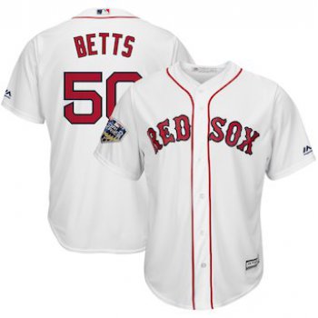 Men's Boston Red Sox #50 Mookie Betts Majestic White 2018 World Series Cool Base Player Jersey